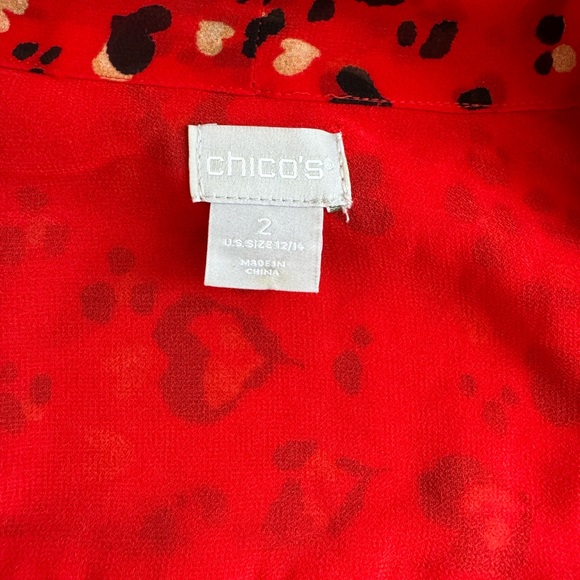 Chico’s Tie Neck heart pattern blouse. US size 12/14 in great condition. - Picture 6 of 12
